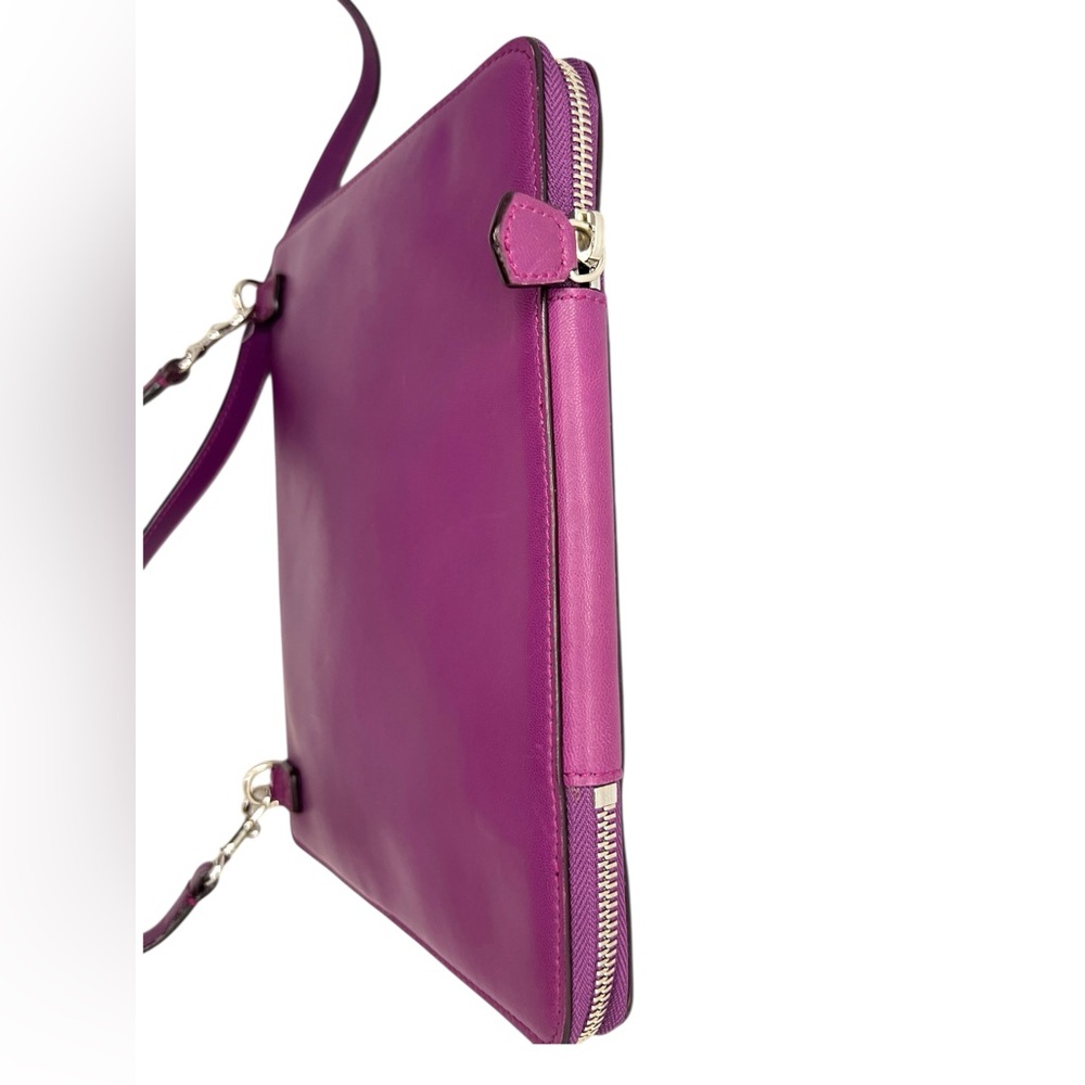 Elena Ghisellini Purple Leather 11" Tablet Case Cross body Padded Bag - Picture 8 of 14